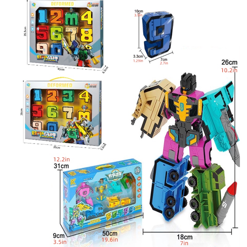 Robot Number Armour Team Creative Education Blocks Assembling Action Figure Transformation Number Deformation Robot Toy For Children