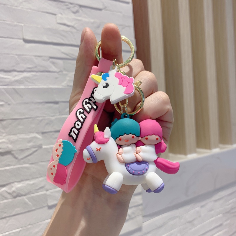 New Sanrio Keychain Pendant Cinnamoroll Kuromi Melody Kitty Twin Stars Unicorn Toy