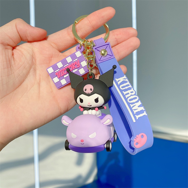 Kuromi My Melody Keychain Cartoon PVC Figure Toys Cinnamonroll Keyrings Bag Pendant Gifts