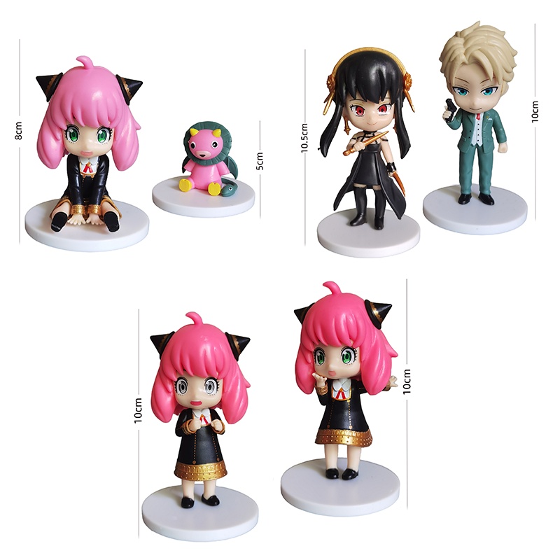 Hot 6Pcs/Set Spy X Family Figure Anya Forger Loid Yor Forger Model Mainan Anak Dewasa Kipas Hadiah Ulang Tahun Xmas