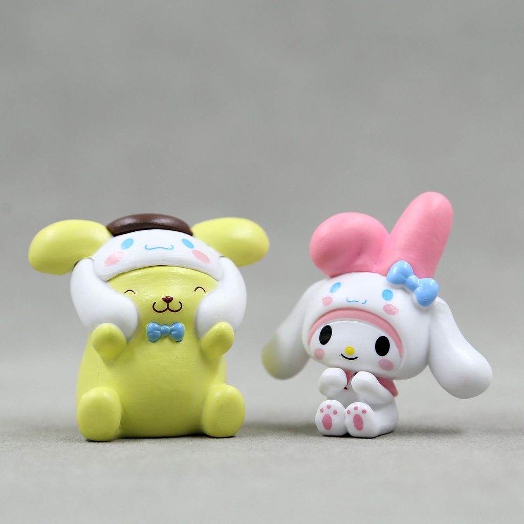 5pcs/Set Sanrio Figure Kuromi Melody Hello Kitty Cinnamoroll Purin Toy Model Decor Kid Xmas Gift