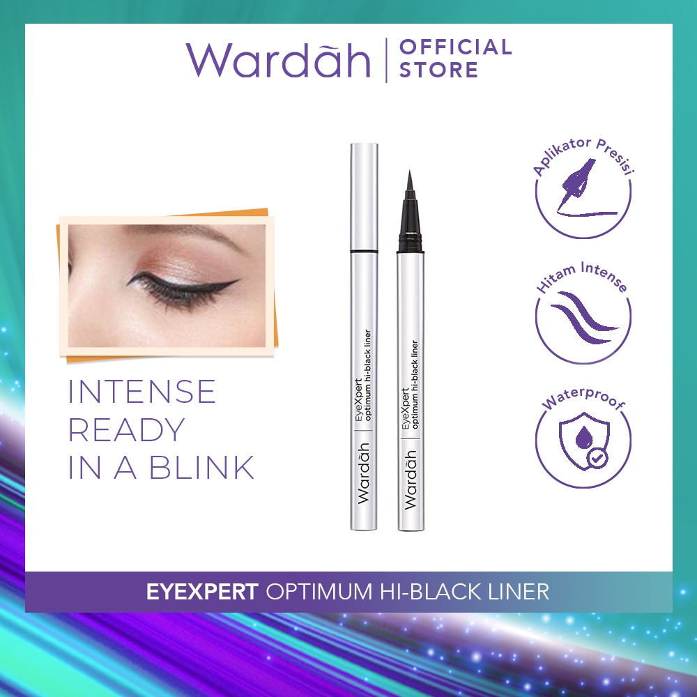 Wardah EyeXpert Optimum Hi-Black Liner - Eyeliner Spidol Waterproof Dengan Warna Intense - Eyeliner Tahan Lama dengan Satin Finish - Cepat Kering - Mudah Diaplikasikan Image 2