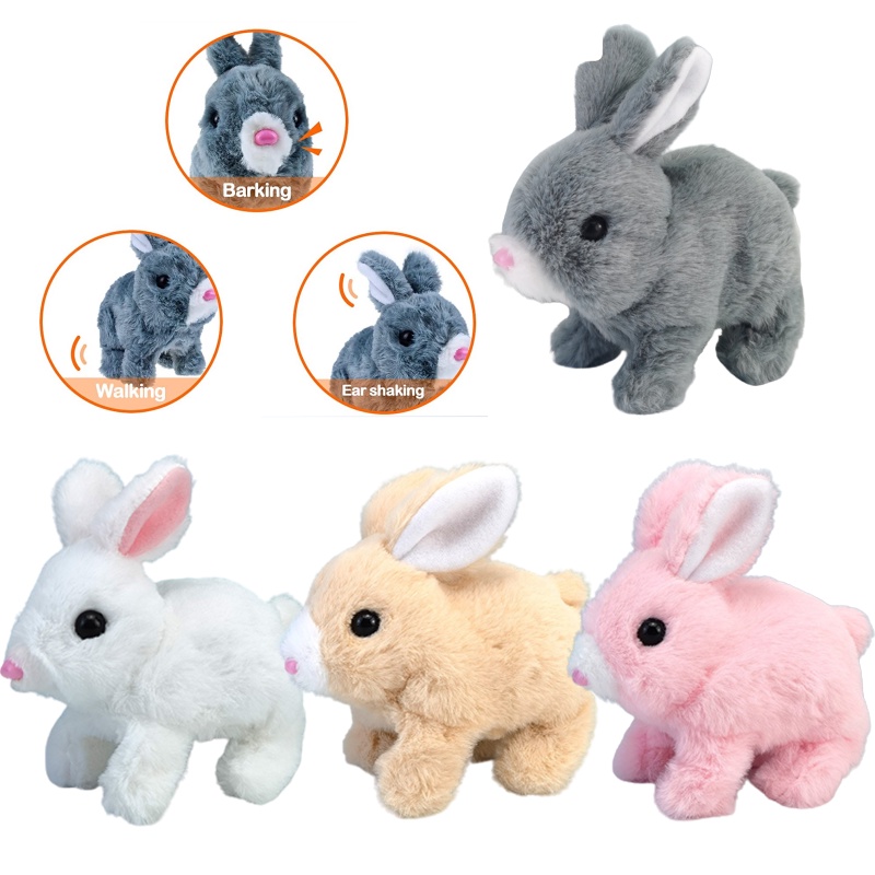15.5 cm Elektronik Kelinci Mainan Mewah Simulasi Bunny Walk Kulit Kayu Boneka Anak Hadiah Edukasi