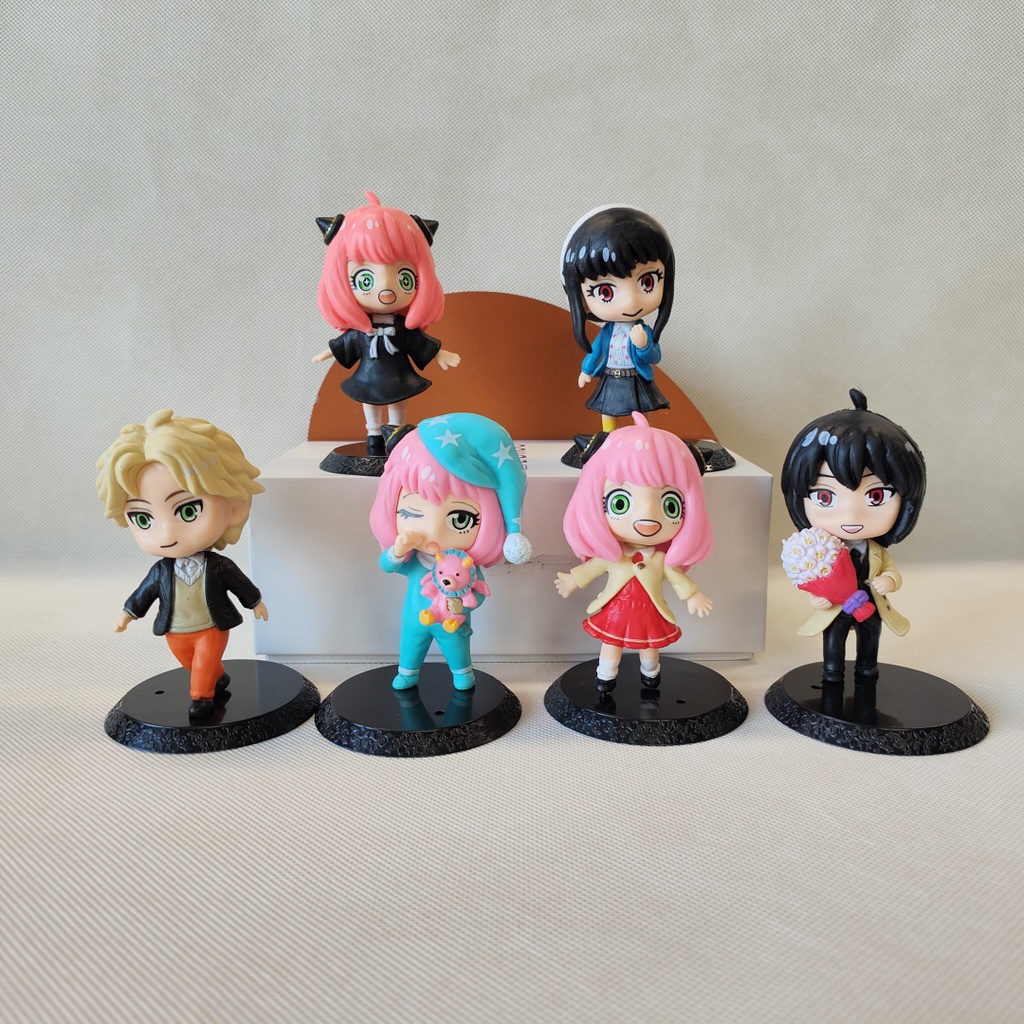 Hot 6Pcs/Set Spy X Family Figure Anya Forger Loid Yor Forger Model Mainan Anak Dewasa Kipas Hadiah Ulang Tahun Xmas