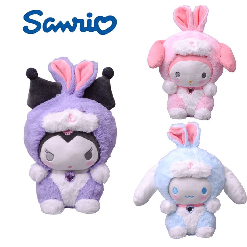 Lembut 22cm /8.6in Sanrio Kuromi My Melody Rabbit Dress Up Boneka Mewah Hadiah Anak