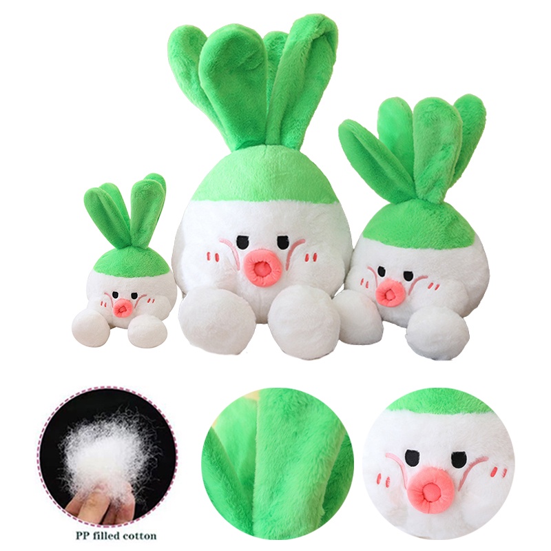 11-23.6in Radish Hijau Lembut Mainan Mewah Boneka Boneka Bantal Hadiah Anak