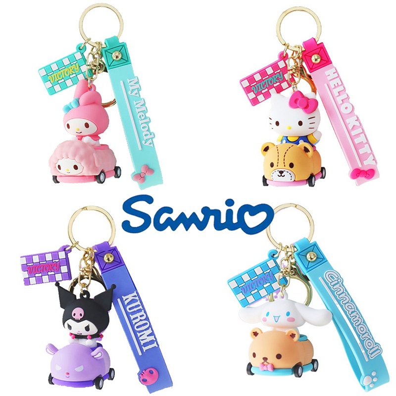 Kuromi My Melody Keychain Cartoon PVC Figure Toys Cinnamonroll Keyrings Bag Pendant Gifts