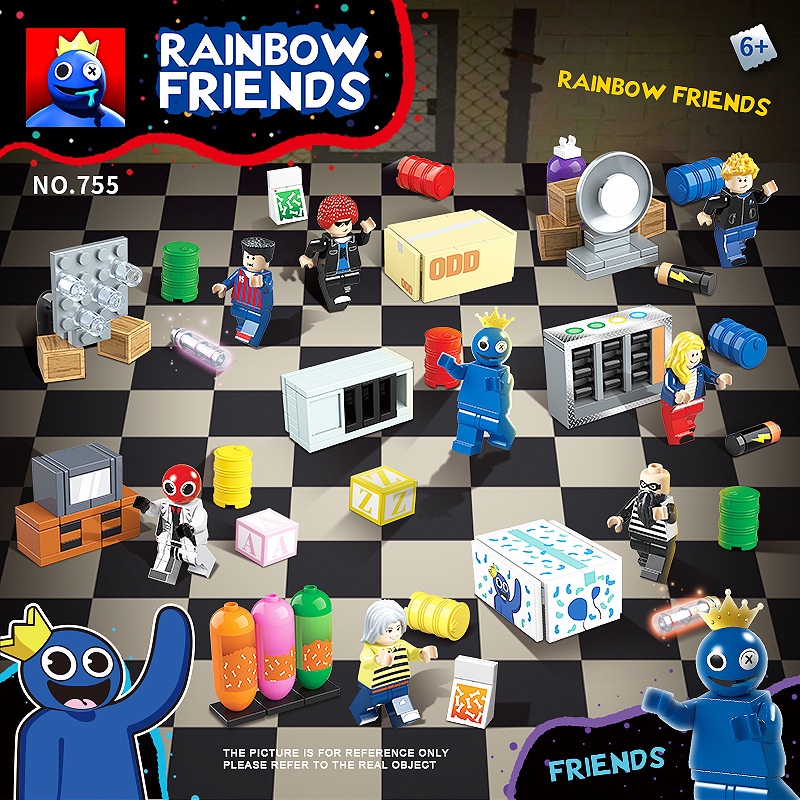Game Rainbow Friends Building Blocks Blue Pink Orange Cartoon Anime Game Character Bricks Toy For Children Kids Christmas Birthday Gift