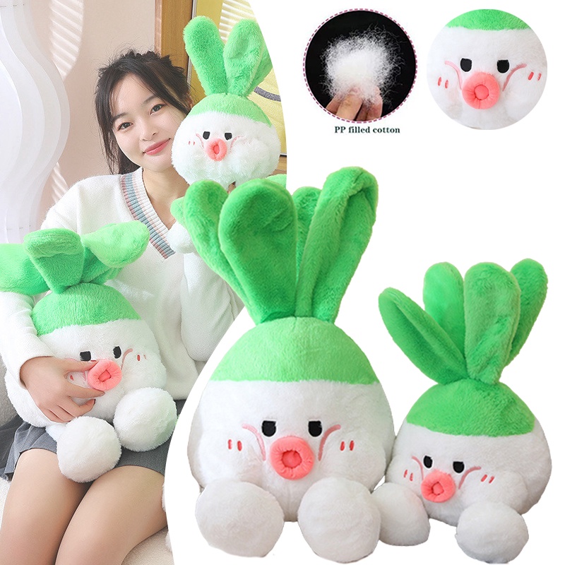 11-23.6in Radish Hijau Lembut Mainan Mewah Boneka Boneka Bantal Hadiah Anak