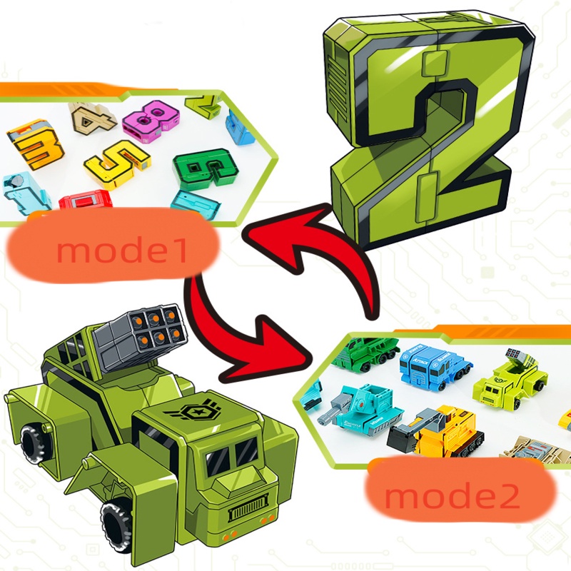 Robot Number Armour Team Creative Education Blocks Assembling Action Figure Transformation Number Deformation Robot Toy For Children