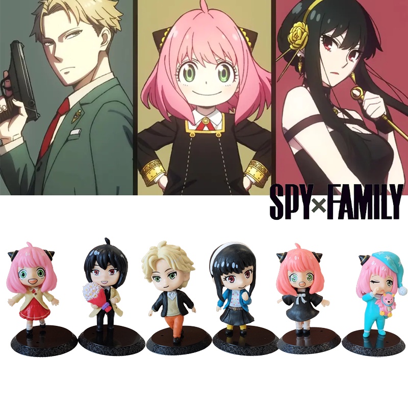 Hot 6Pcs/Set Spy X Family Figure Anya Forger Loid Yor Forger Model Mainan Anak Dewasa Kipas Hadiah Ulang Tahun Xmas