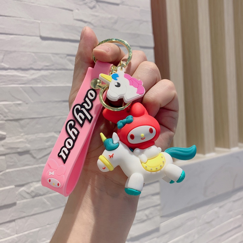 New Sanrio Keychain Pendant Cinnamoroll Kuromi Melody Kitty Twin Stars Unicorn Toy