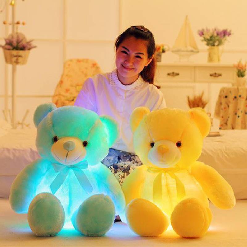 Boneka Beruang Bercahaya Mainan Led Menyala Boneka Mewah Hadiah Lembut