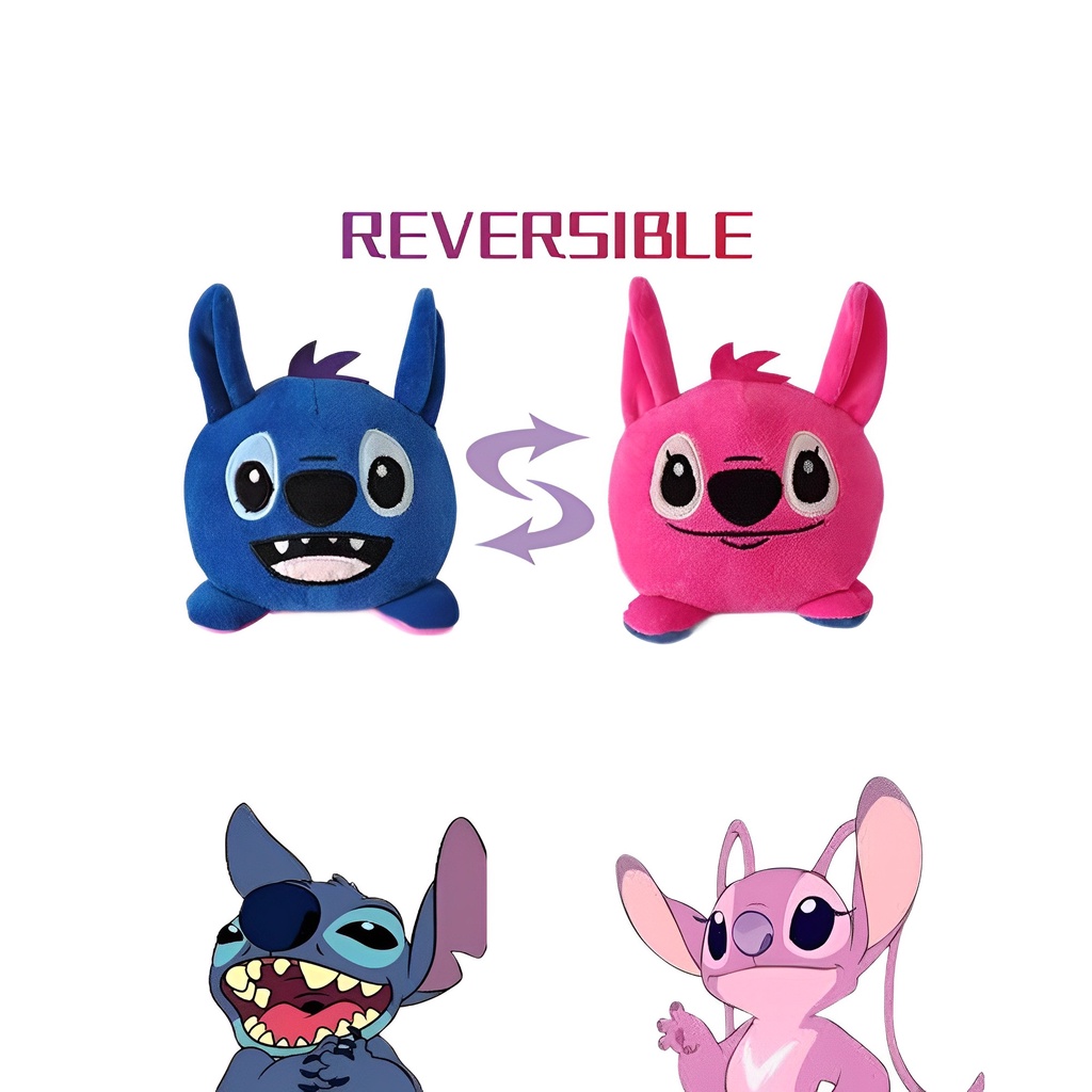 Stitch Lilo Reversible Plush Toy Stuffed Animal Flip Boneka Hadiah Dewasa Anak