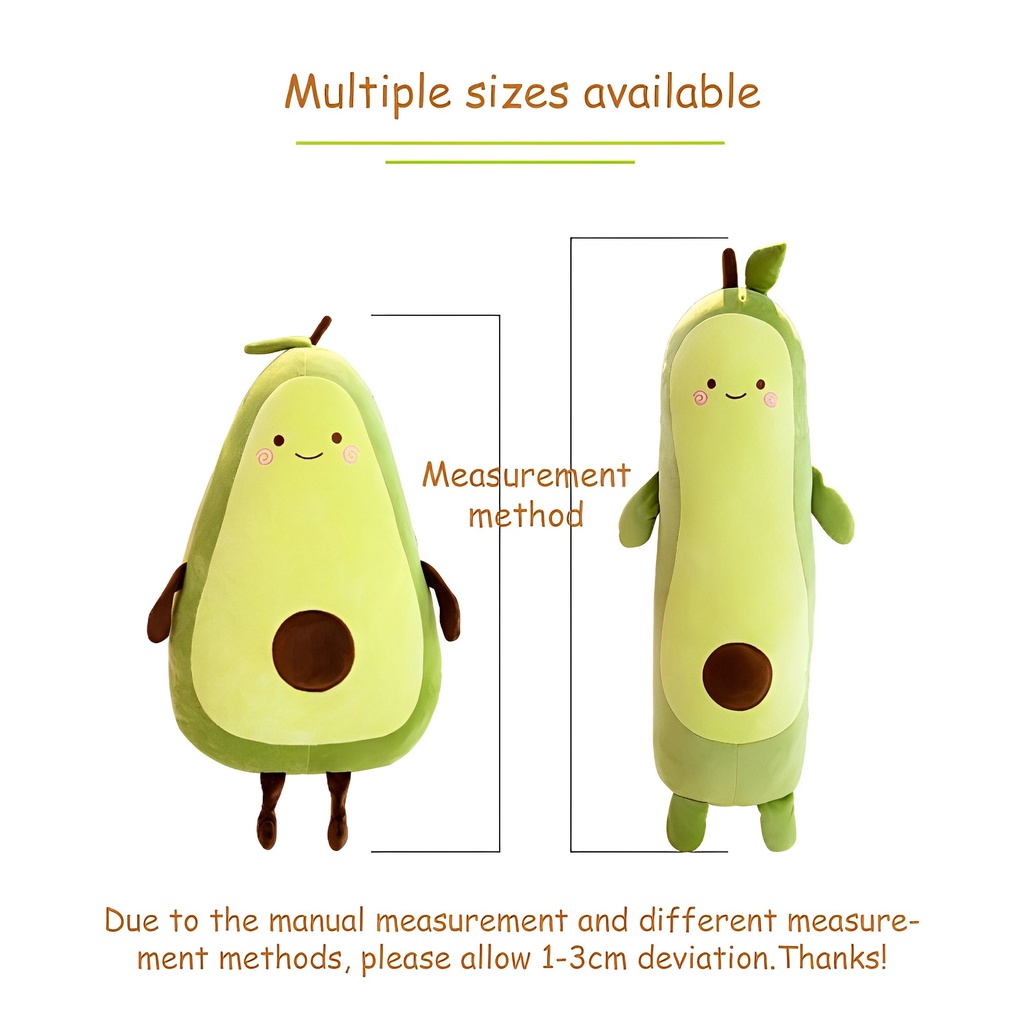 Avocado Pillow Doll Cartoon Plush Fruit Long Brinquedos Cotton Filling Full Baby Home Decoration Christmas Gifts