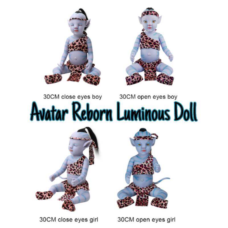 Boneka Baby Avatar Reborn Luminous Full Silica Gel Bisa Dicuci 12in