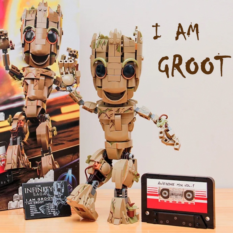 Guardians Of The Galaxy Diy Hadiah 475pcs Groot Blok Bangunan Mainan Edukasi