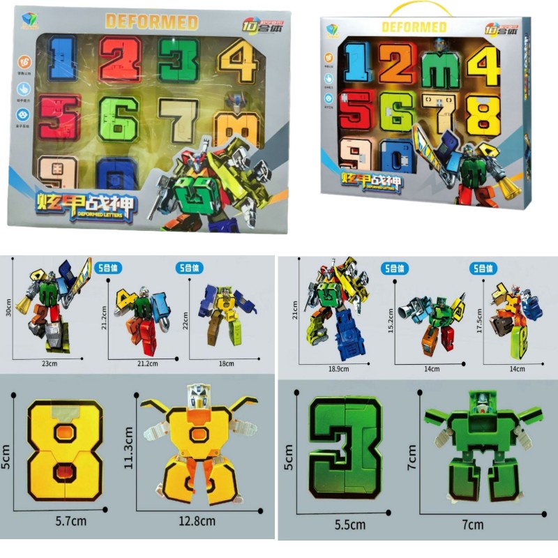 Robot Number Armour Team Creative Education Blocks Assembling Action Figure Transformation Number Deformation Robot Toy For Children