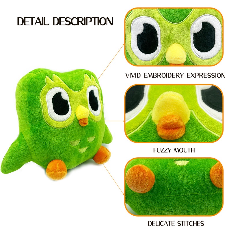 Cute 20cm Duolingo Plushie Duo 10 Year Anniversary Green Owl Gift For Kids Doll Plush Toy