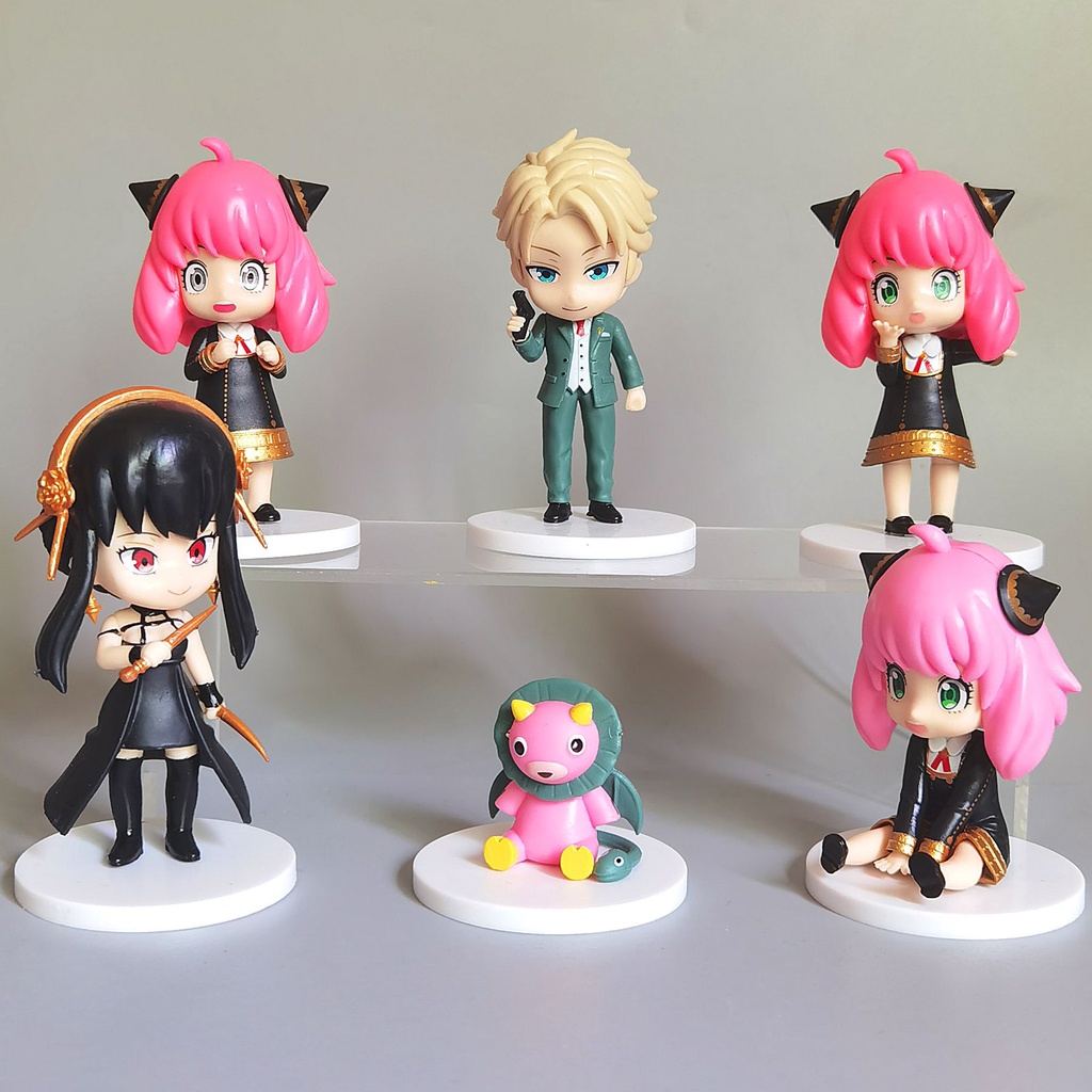 Hot 6Pcs/Set Spy X Family Figure Anya Forger Loid Yor Forger Model Mainan Anak Dewasa Kipas Hadiah Ulang Tahun Xmas