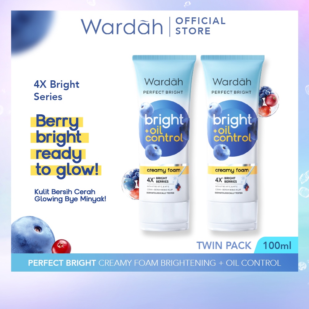 Wardah Perfect Bright Creamy Foam Brightening + Oil Control 100 ml Twinpack - Facial Wash Untuk Kuli