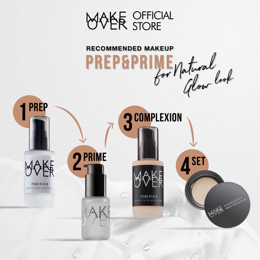MAKE OVER Powerskin Water Charge Moisturizer - Hyaluronic Acid HA ringan lembab watery gampang cepat meresap base makeup kulit kenyal dalam 2 minggu cocok sebelum makeup tidak berwarna non-comedogenic
