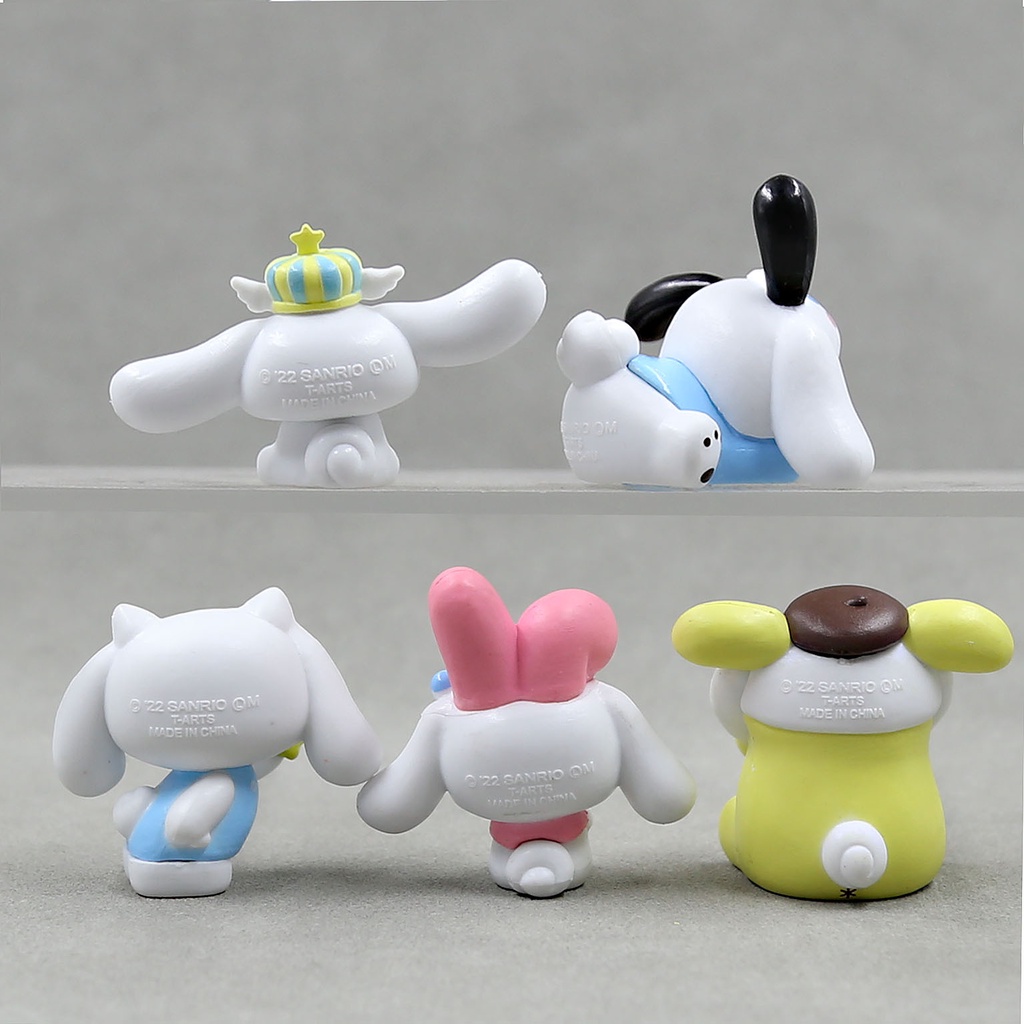 5pcs/Set Sanrio Figure Kuromi Melody Hello Kitty Cinnamoroll Purin Toy Model Decor Kid Xmas Gift