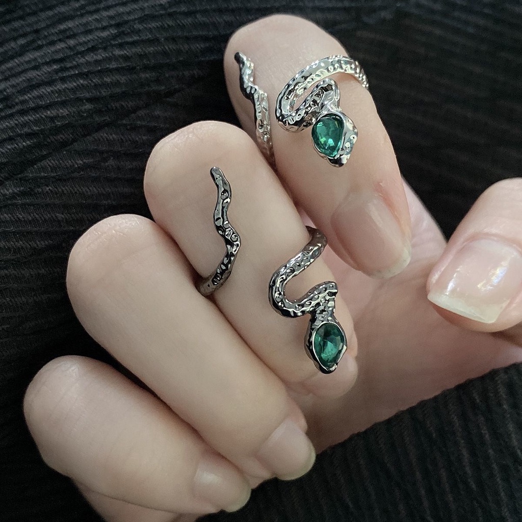 Aksesoris Cincin Serpentin Cahaya Mewah Fashion Kepribadian Pasang Retro