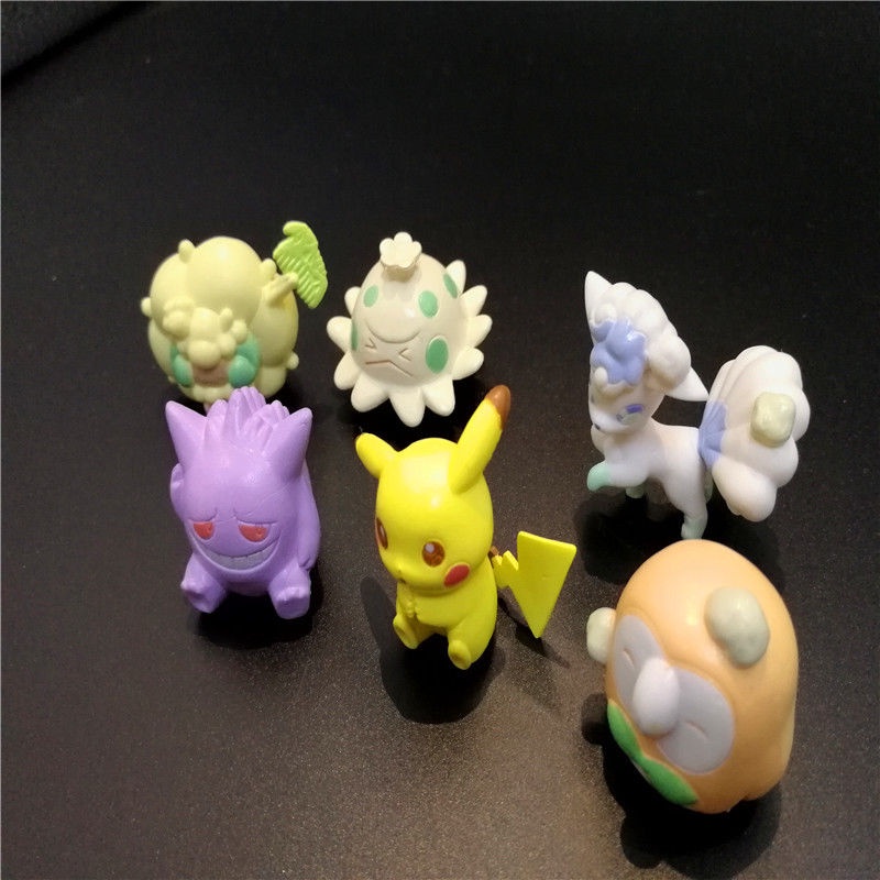 24pcs/15pcs/6pcs/set/5pcs Pokemon Pikachu Whimsicott Gengar Rowlet Vulpix Mainan Action Figure Anak