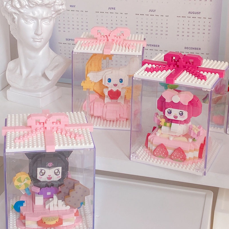 Sanrio Kartun Kue Berlian Mini Blok Bangunan Kotak Hadiah LinaBell Melodyku Angka Mainan Untuk Anak Hadiah