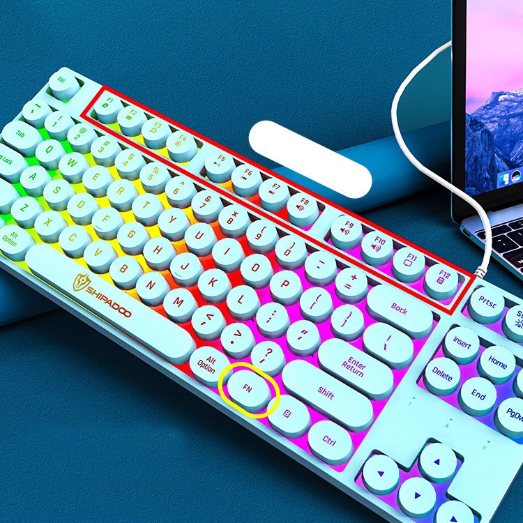 K87 Keyboard 87tombol Keyboard Punk Bulat Keycap Keyboard Kabel Keyboard Game Mute Ergonomics Keyboard Efek Pencahayaan Warna Keren Keyboard Ergonomis