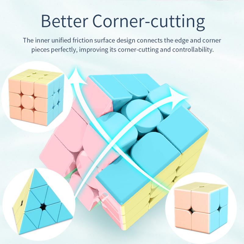 Mainan Puzzle Fun Macaron Magic Cube 3x3 Edukasi Anak Pyraminx Untuk Hadiah Permainan