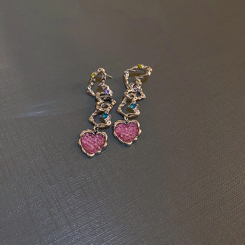 Anting Rumbai Cinta Ungu Lipit Aksesoris Kepribadian Fashion Mewah Ringan