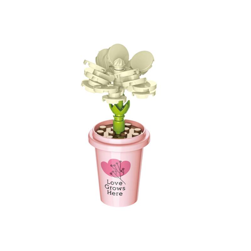 Gelas Teh Susu Bunga Blok Bangunan Hiasan Meja Mainan Hadiah Ulang Tahun