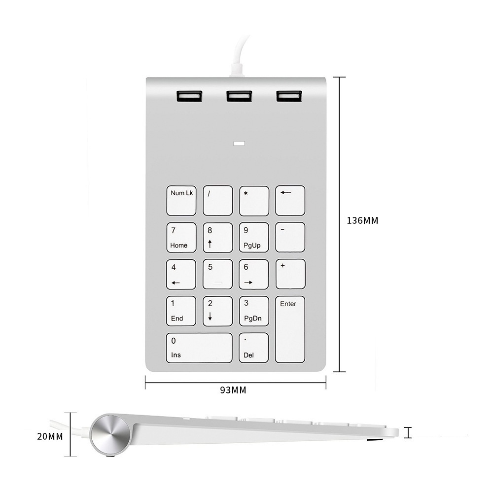 Keyboard Digital Kabel USB 2.0 Multi Fungsi HUB Komputer Keyboard Kecil 18tombol Keyboard