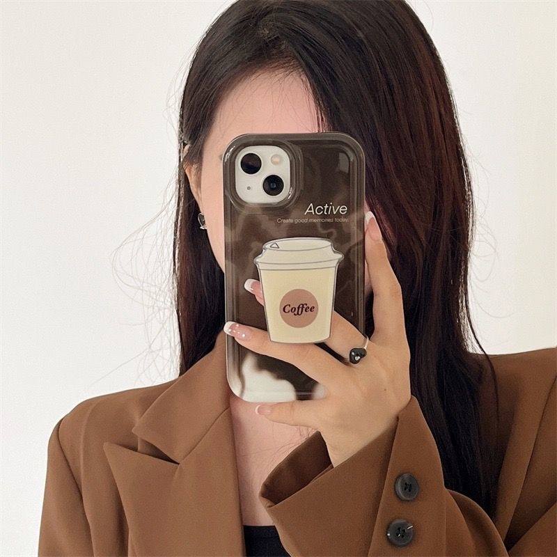 IPHONE Casing Ponsel Desain Halo Coffee Holder Kompatibel Dengan Iphone12 13 14 11 Pro Max X Xs Max Xr Gfrtv