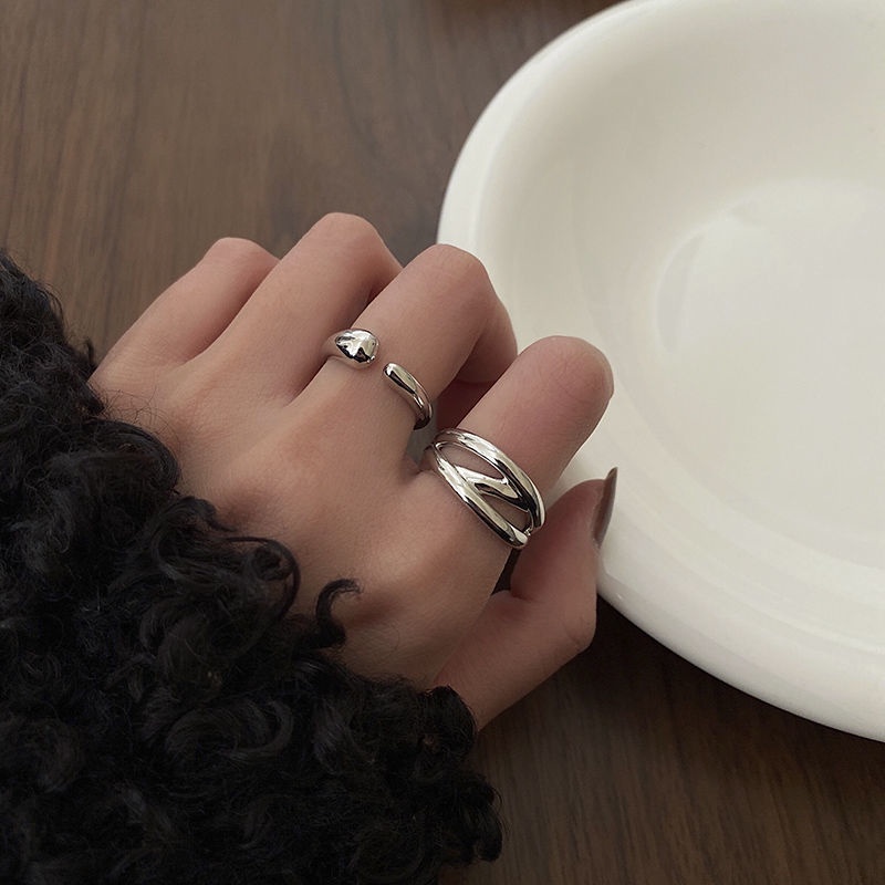 Aksesoris Cincin Silang Garis Versi Korea Simple