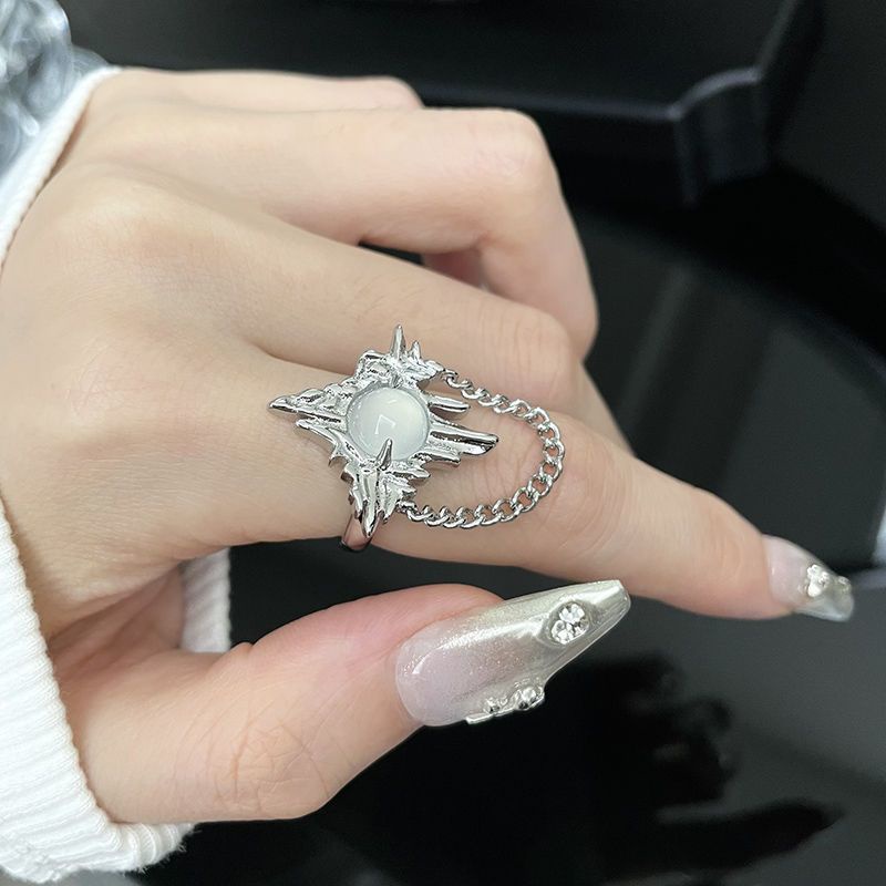 Moonstone Opening Ring Accessories Irregular Fold Fashion Personality