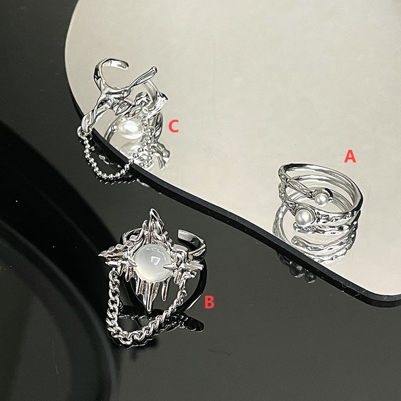 Moonstone Opening Ring Accessories Irregular Fold Fashion Personality