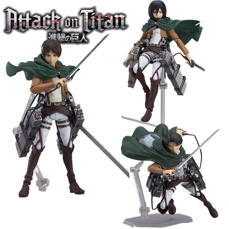 Cantik Attack On Titan Figma Levi Ackerman Eren Mikasa Joint Model Tangan Bergerak