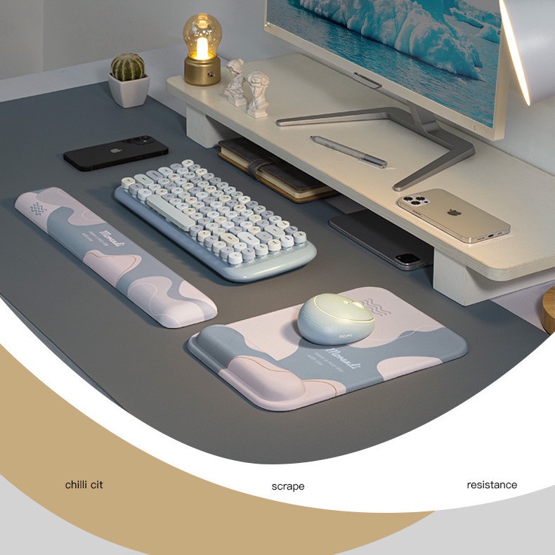 Silikon Bantal 3D E-sports Lucu Memory Cotton Mouse Pad Wrist Pad Slow Rebound Keyboard Pad Hand Support Morandi Secret Garden Kreatif Mouse Pad Wrist Pad