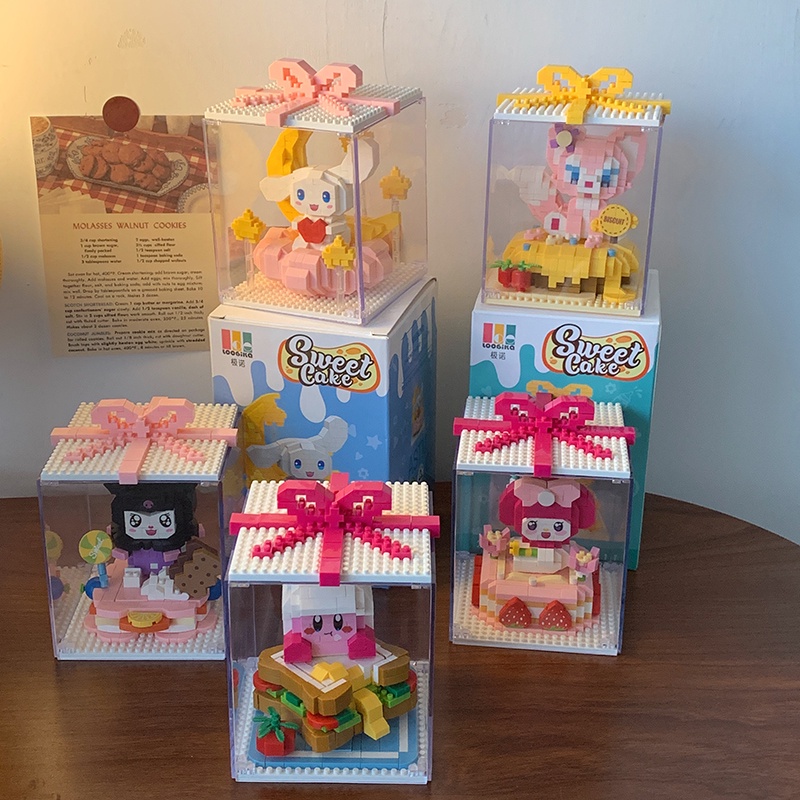 Sanrio Kartun Kue Berlian Mini Blok Bangunan Kotak Hadiah LinaBell Melodyku Angka Mainan Untuk Anak Hadiah