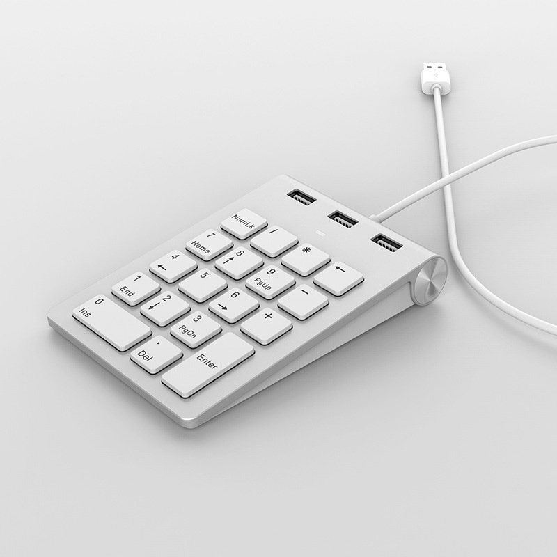 Keyboard Digital Kabel USB 2.0 Multi Fungsi HUB Komputer Keyboard Kecil 18tombol Keyboard