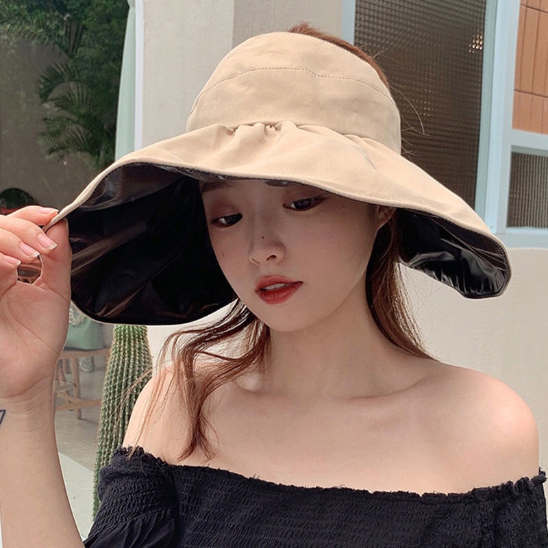 Brim Besar Kosong Top Sun Hat Tabir Surya Penutup Wajah Simple Casual