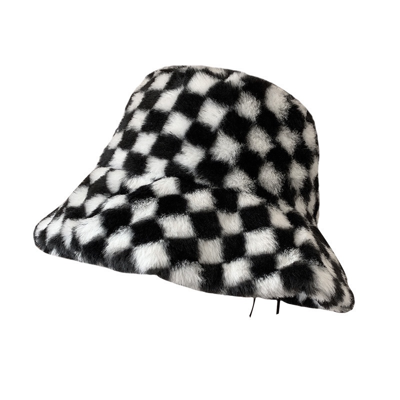 Topi Nelayan Checkerboard Aksesoris Versi Korea Kepribadian Sederhana