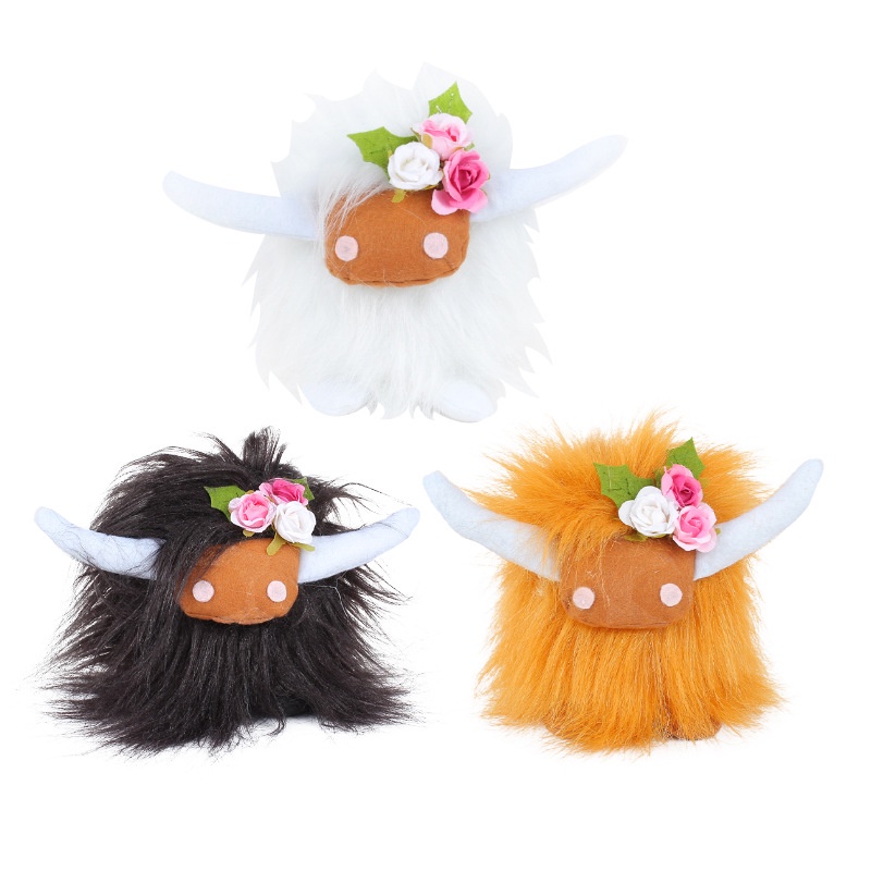 Ornamen Boneka Mainan Sapi Dataran Tinggi Skotlet Mewah