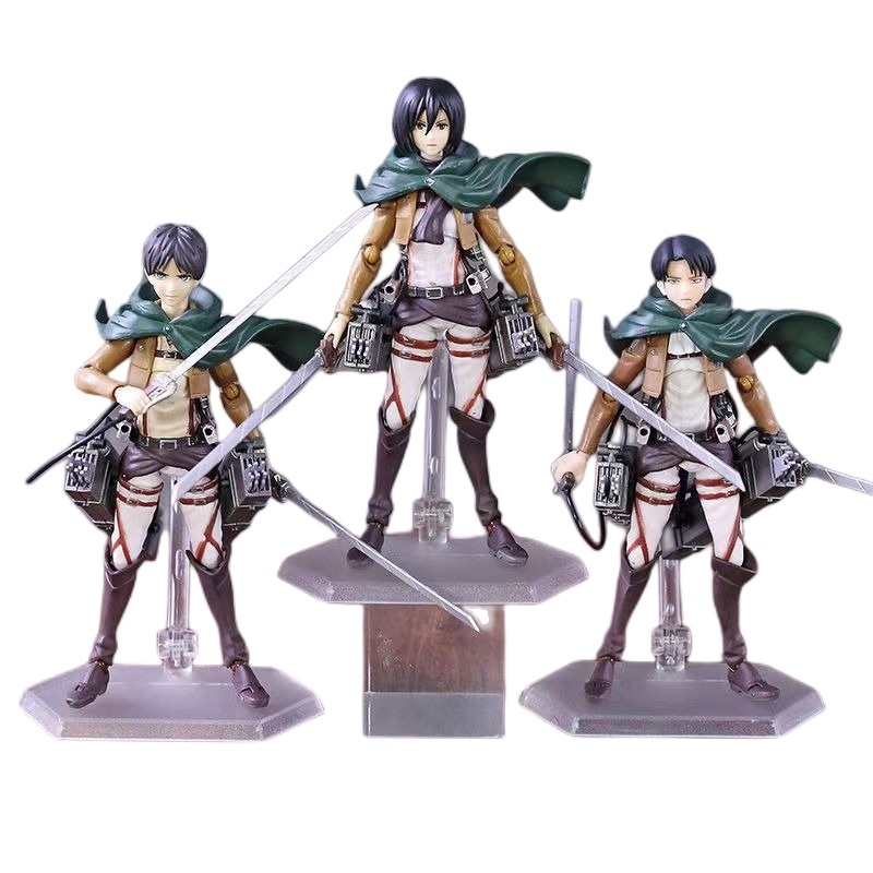 Cantik Attack On Titan Figma Levi Ackerman Eren Mikasa Joint Model Tangan Bergerak