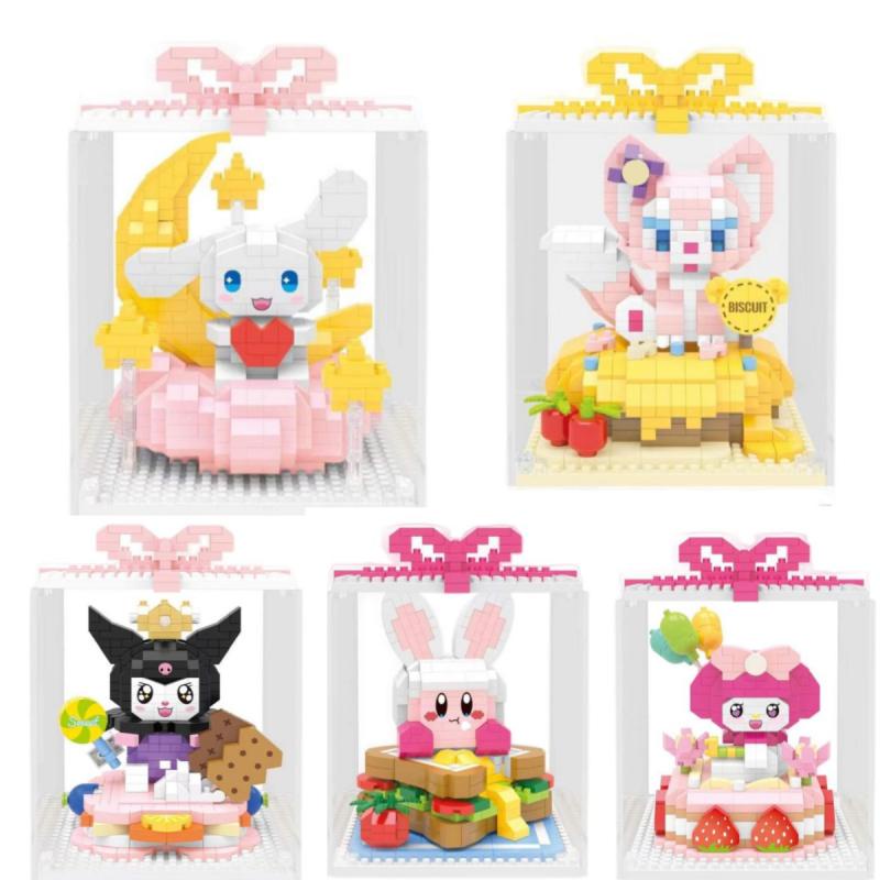 Sanrio Kartun Kue Berlian Mini Blok Bangunan Kotak Hadiah LinaBell Melodyku Angka Mainan Untuk Anak Hadiah