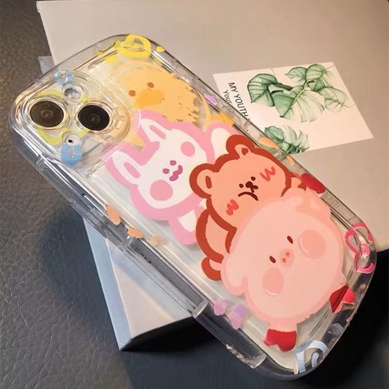 IPHONE Casing Ponsel Desain Print Piggy Bear Graffiti Baru Kompatibel Dengan Iphone12 13 14 11 Pro Max X Xs Max Xr Vvzx