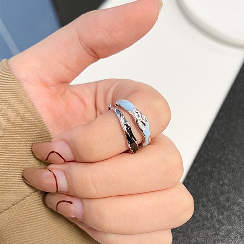 Drop Lem Cincin Tipis Pembukaan Aksesoris Cincin Pasangan Versi Korea Kepribadian